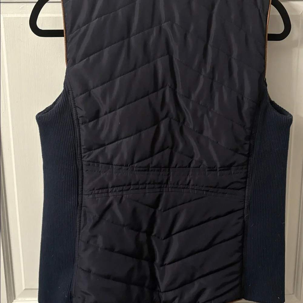 Grace & Lace‎ Navy Quilted Vest with Brown Trim S